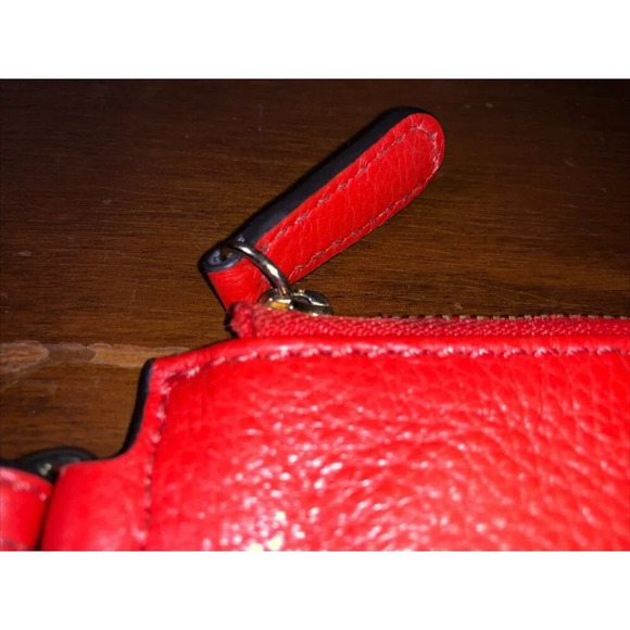 Michael Kors Fulton large Flat phone case wallet wristlet leather red sangria - Picture 6 of 12